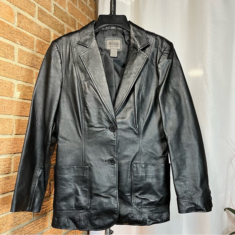 John Paul Richard Uniform Genuine Black Leather Blazer Jacket Womens 6